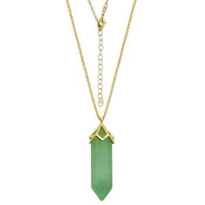 MACY'S Genuine Green Quartz Pendant Necklace w/ Gold Hardware/Chain NWT $80!